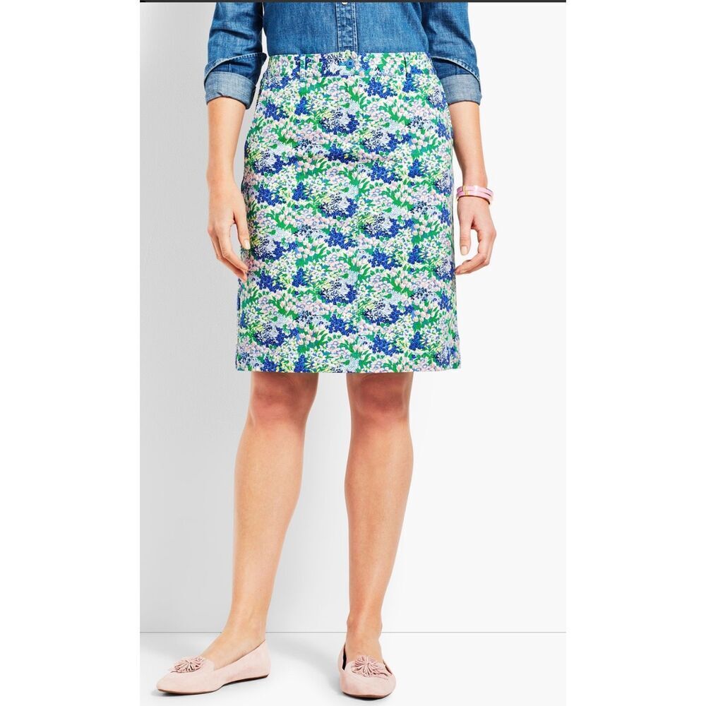Talbots A-Line Stretch Skirt Flower Print Sz. 16 Boho Packable